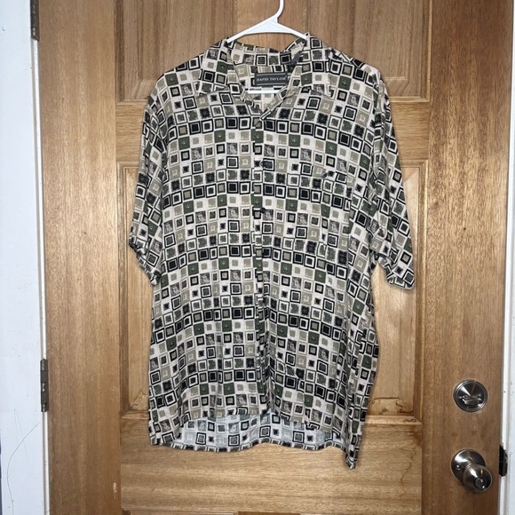 Vintage men’s David Taylor Geometric Pattern Shirt button down size L - Picture 1 of 6